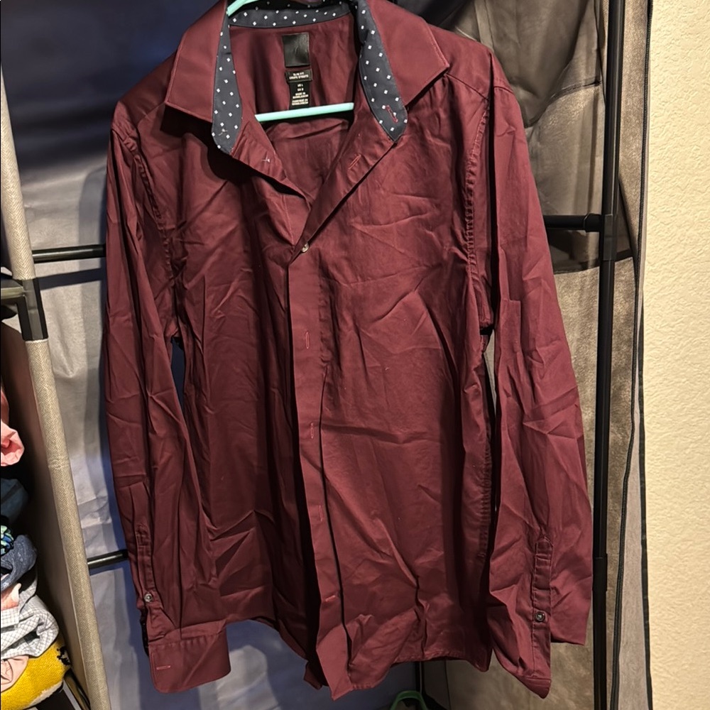 H&M Button Down Shirt in Maroon